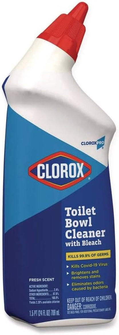 Clorox Toilet Bowl Cleaner - Fresh Scent with Bleach | 24oz Bottle for Powerful Cleaning