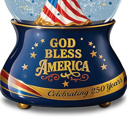 Patriotic Angel Glitter Globe with Musical Song and LED Illumination - 250th Anniversary Keepsake