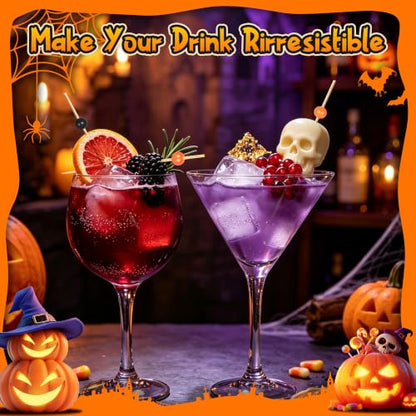 Halloween Cocktail Picks Black & Orange Pearl Toothpicks for Appetizers - 100 Pack
