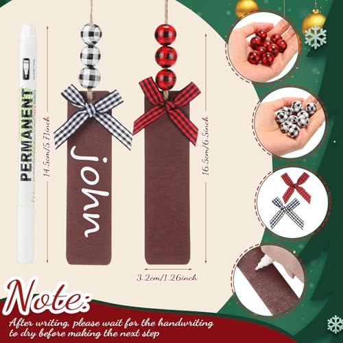Christmas Stockings Set 12 with Wooden Name Tags Cable Knitted Design - Red, Green & White