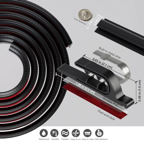 Carpet Edge Binding Trim with Metal Grip Core, 20FT Black Rug Edging