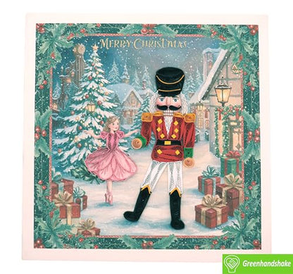 Merry Nutcracker Christmas Quilling Card - Handmade Holiday Greeting Card