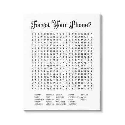 Stupell Industries Phone Crossword Puzzle Bathroom Word Design Canvas Wall Art, 24 x 30, Multi-Color