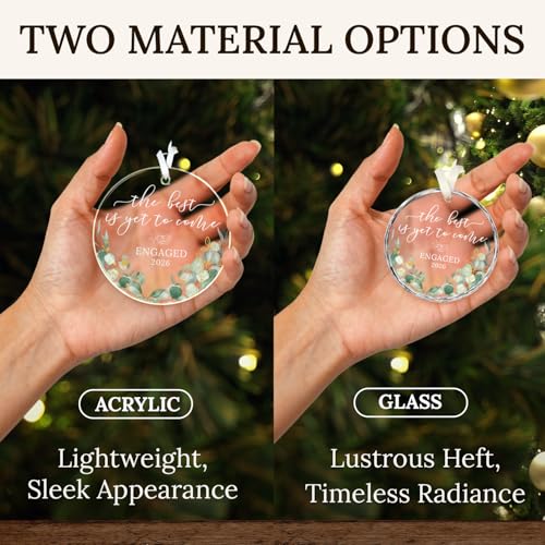 Engaged 2026 Acrylic Ornament - Engagement Gifts for Couples, Her, Bride to Be - Variation of Engaged 7 2026