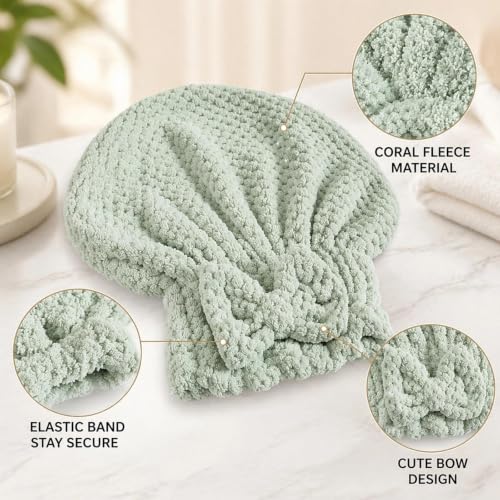 5-Piece Hair Care Set with Microfiber Caps Silk Sleep Bonnet & Wide Tooth Comb