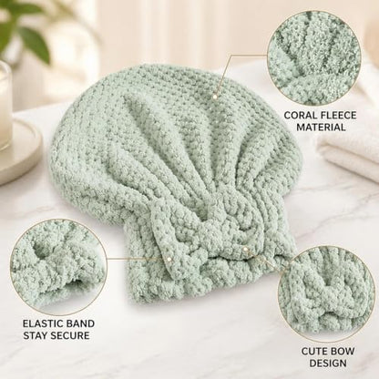 5-Piece Hair Care Set with Microfiber Caps Silk Sleep Bonnet & Wide Tooth Comb