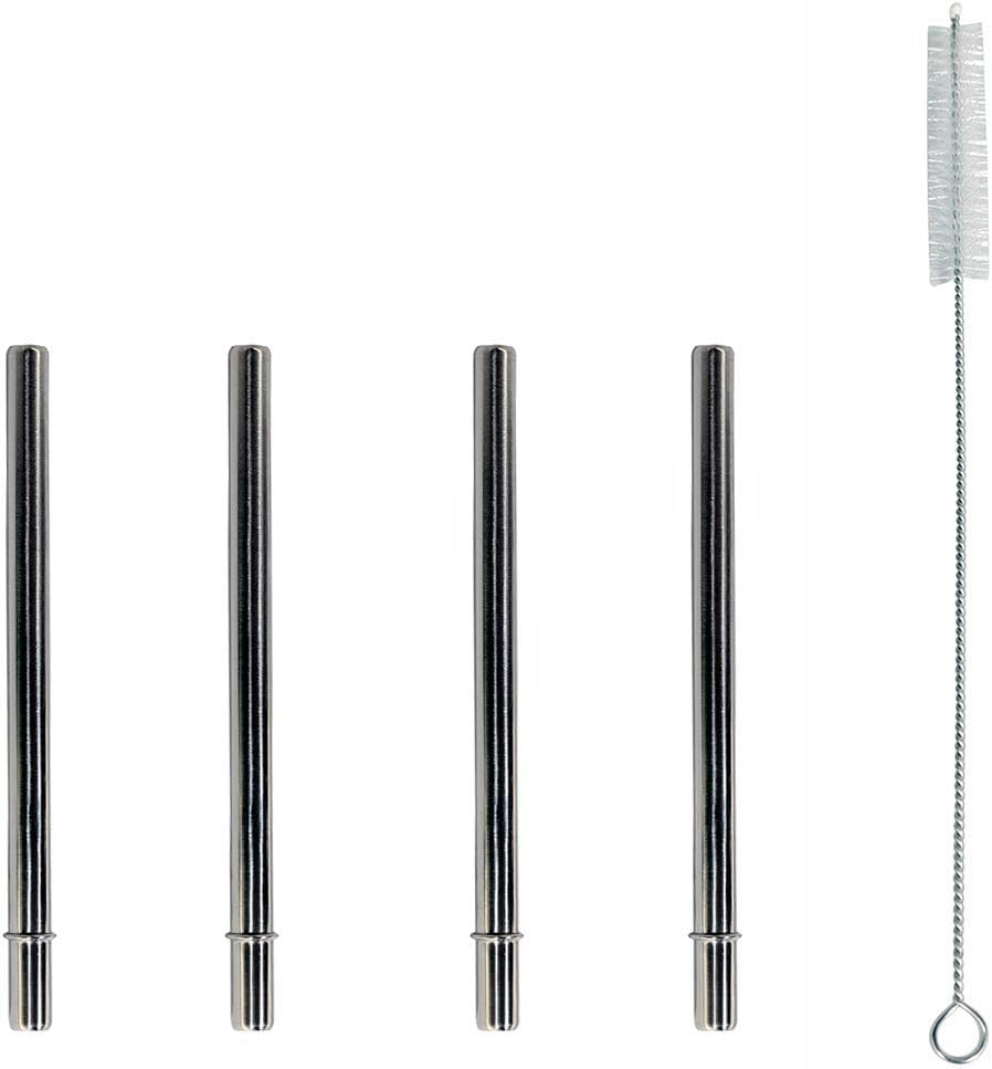 Skiennix Extra Short Stainless Steel Straws - Perfect for 12oz Thermos & Cocktails | 4 Pack with Cleaning Brush