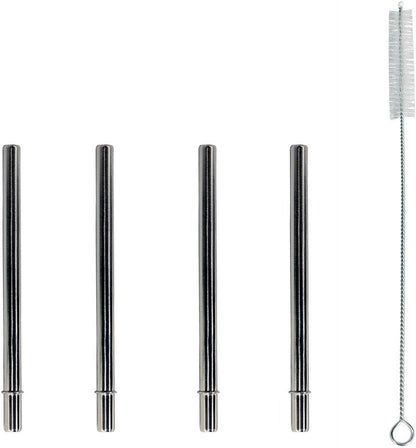 Skiennix Extra Short Stainless Steel Straws - Perfect for 12oz Thermos & Cocktails | 4 Pack with Cleaning Brush