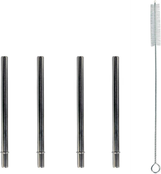 Skiennix Extra Short Stainless Steel Straws - Perfect for 12oz Thermos & Cocktails | 4 Pack with Cleaning Brush