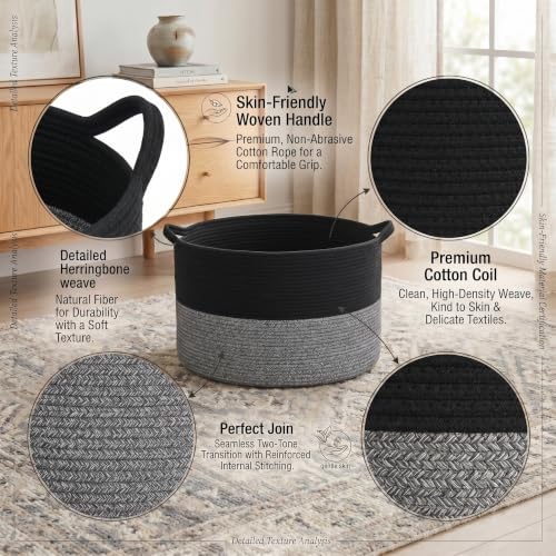 Extra Large Cotton Rope Storage Basket 90L with Handles for Home Organization
