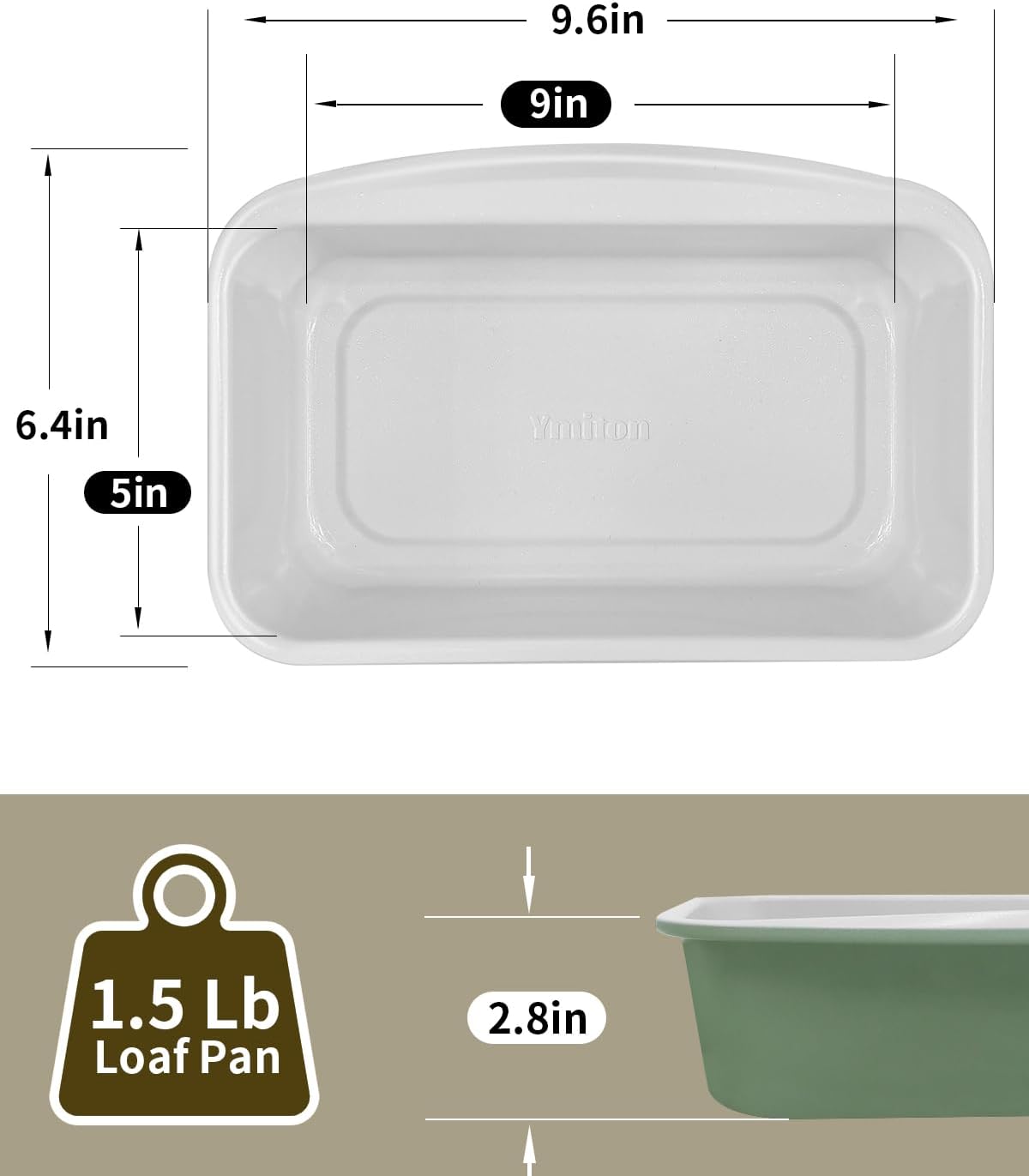 Skiennix Non-Stick Bread Loaf Pan - 9x5 Inch Ceramic Coating, Oven Safe to 550°F, Dishwasher Safe | Pistachio Green