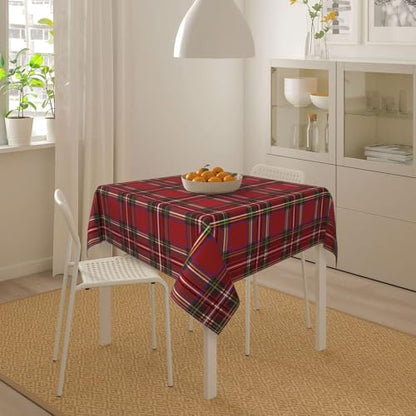 Christmas Square Tablecloth 52 Inch Red Buffalo Plaid Holiday Decor - Winter Home & Party