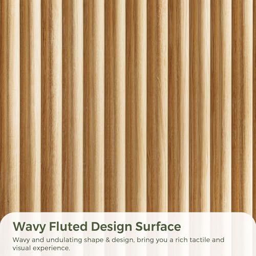 6-Drawer Fluted Dresser in Natural Oak - Tall Deep Drawers, Handleless Modern Wood Chest