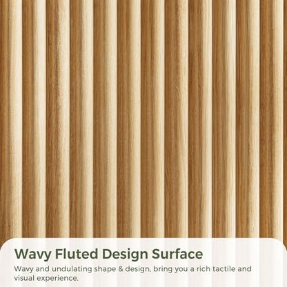 6-Drawer Fluted Dresser in Natural Oak - Tall Deep Drawers, Handleless Modern Wood Chest