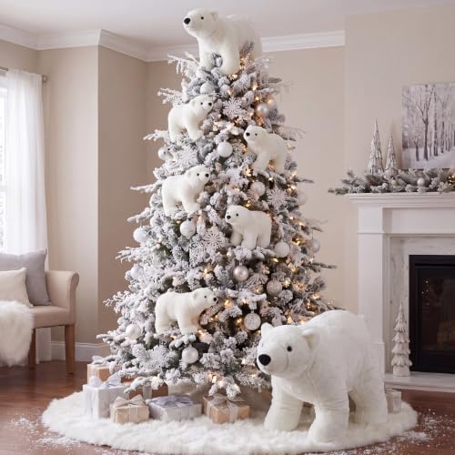 Christmas Polar Bear Ornaments Set - 3 Sizes, White Holiday Decorations (Variation: Cute / 10.63" x 17.72", 7.87" x 13.78", 5.12" x 7.87")