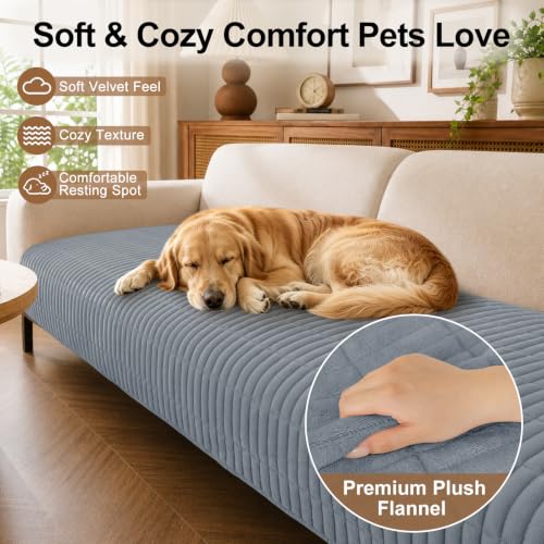 Non-Slip Plush Washable Couch Cover for Dogs - Grey 36x71 Inches