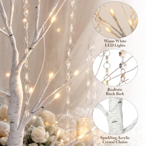 Lighted Birch Tree Decor Set - 2ft White Holiday Wedding Christmas Centerpieces