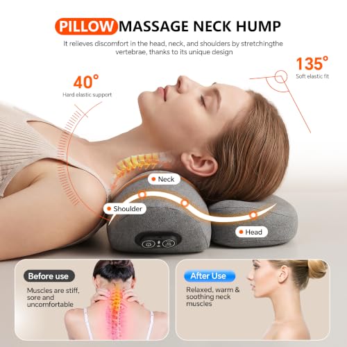 3-in-1 Neck Massager Pillow with Heat, Traction, and 5000mAh Battery