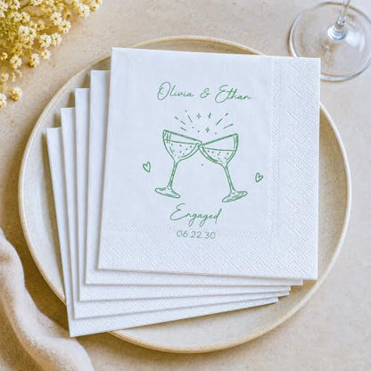 Personalized Wedding Cocktail Napkins - Design 1, Custom Text for Bridal Shower & Reception
