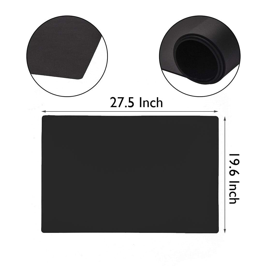 27.5 ''by 19.6 ''Oversize Silicone Placemat for Craft Flexible Multipurpose Huge Extra Large Size Non Slip Waterproof Baking Mat Sheet Black 2 PCS