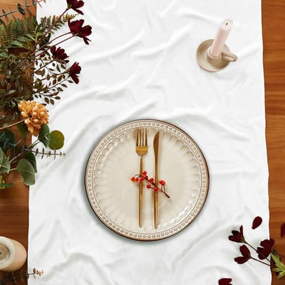Velvet Ivory White Table Runner 20x120 Inch - Elegant Dining Decor