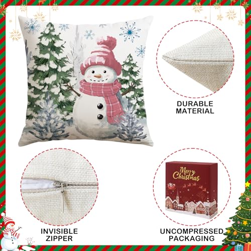 Artscope Christmas Throw Pillow Covers 16x16 Inch Set of 4 Pink Holiday Home Decor