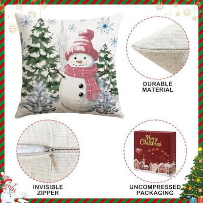 Artscope Christmas Throw Pillow Covers 16x16 Inch Set of 4 Pink Holiday Home Decor