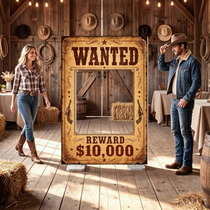 Western Wanted Poster Cardboard Cutout Cowboy Photo Prop - Cowboy Variation