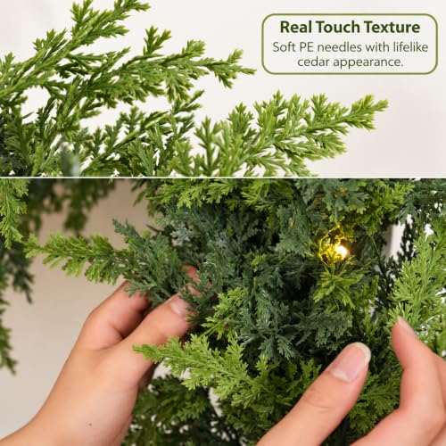 9FT Pre-Lit Christmas Garland with Lights, Real-Touch Cedar Greenery, Large Branches - Indoor Outdoor Decor