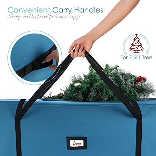 Blue Christmas Tree Storage Bag 7.5 & 9 Ft Heavy Duty Oxford Fabric with Reinforced Handles