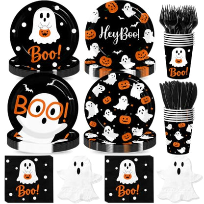 Halloween Party Supplies Kit for 24 Guests - Ghost & Pumpkin Theme