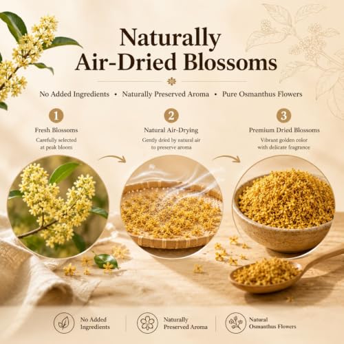 Dried Osmanthus Flowers - Edible Golden Blossom Tea & Baking Ingredient, 3oz