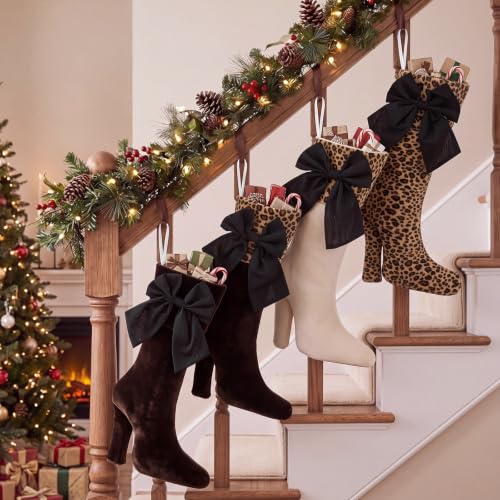 Leopard Christmas Stockings 18 Inch Set of 4 with High Heel Design