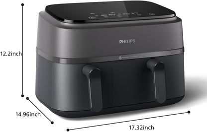Philips Dual Basket Air Fryer - Versatile 9.5QT Touchscreen Cooking | Healthy 2-Drawer Design