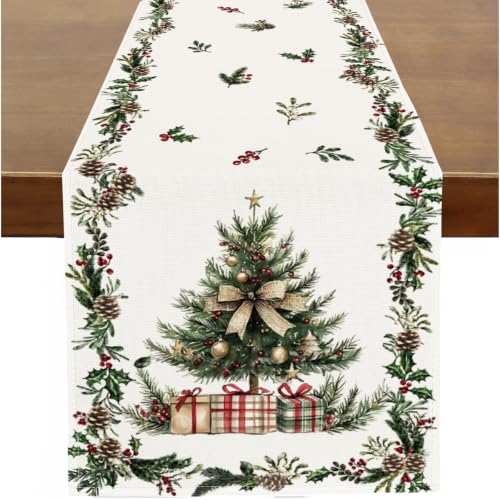 Christmas Tree Table Runner 13x72 Inches Farmhouse Holiday Dining Decor - Variation of THIS listing