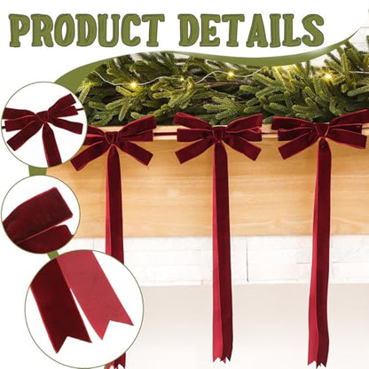 Christmas Velvet Bow Garland - Burgundy, 59 Inch, Wine Red Variation