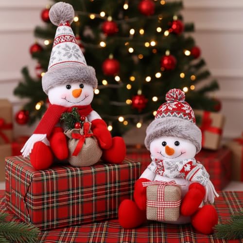 Christmas Snowman Decorations 2 Pack - Indoor Holiday Ornaments for Home & Gift