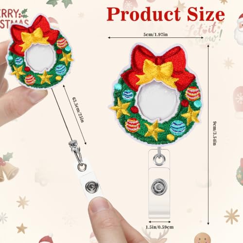Christmas Felt Badge Reels Set of 24 Retractable Name Holder Clips - Holiday Design
