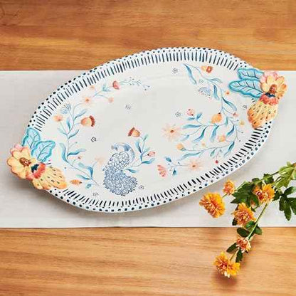 Fitz and Floyd Gracie Floral Serving Platter, 19 Inch