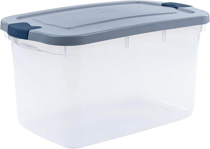 Rubbermaid Roughneck 66 Qt Storage Containers - Pack of 4 with Latching Grey Lids | Sturdy & Stackable Design