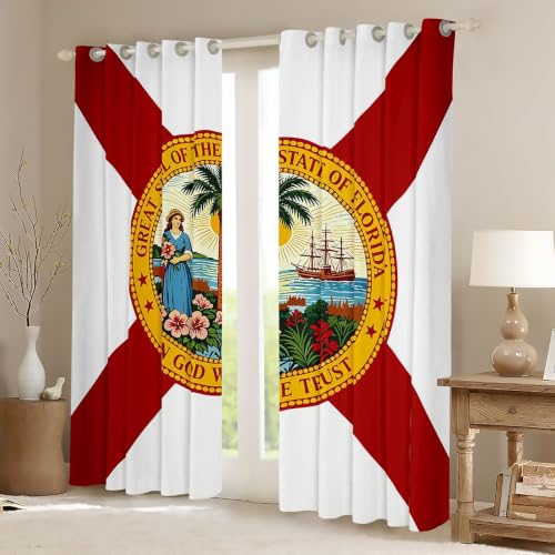 Florida State Flag Blackout Curtains 2 Panels 38x54 Inch - White & Red Variation