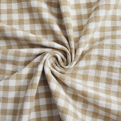 Taupe and White Gingham Ruffle Pillow Cover - 20x54 Inches, Body Size, Pack of 1