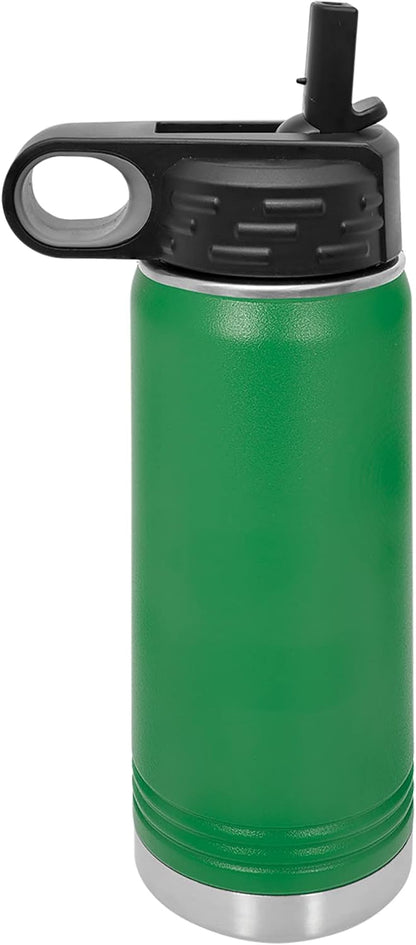 Polar Camel 20 oz Stainless Steel Water Bottle - Flip Top Lid & Straw | Green Color