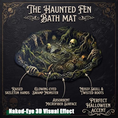 Spooky Optical Illusion Bath Mat - Horror Swamp Scene, Non Slip, 18x34