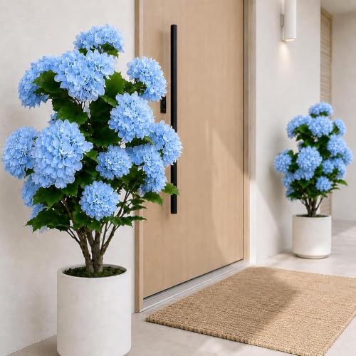 Artificial Hydrangea Tree with Potted Flowers for Outdoor & Indoor Decor - UV Resistant, 3ft