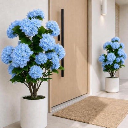Artificial Hydrangea Tree with Potted Flowers for Outdoor & Indoor Decor - UV Resistant, 3ft
