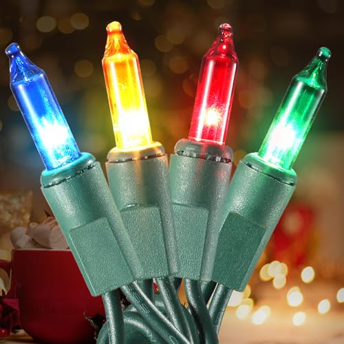 Multicolor Christmas String Lights 100 Count 21ft Incandescent Connectable Indoor Outdoor