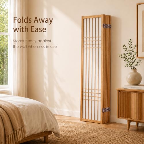 6 Panel Room Divider Folding Privacy Screen Light Brown - ALeesing
