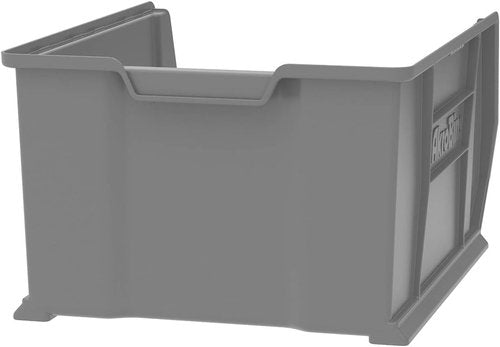 Akro-Mils Super-Size AkroBins | Space-Saving Stackable Plastic Storage Bins - 24" L x 18" W x 12" H, Grey