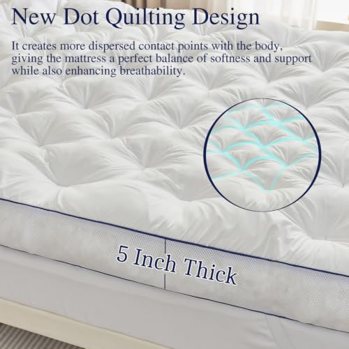 Queen Size 5 Inch Memory Foam Mattress Topper - Supportive, Breathable & Soft Pillow Top